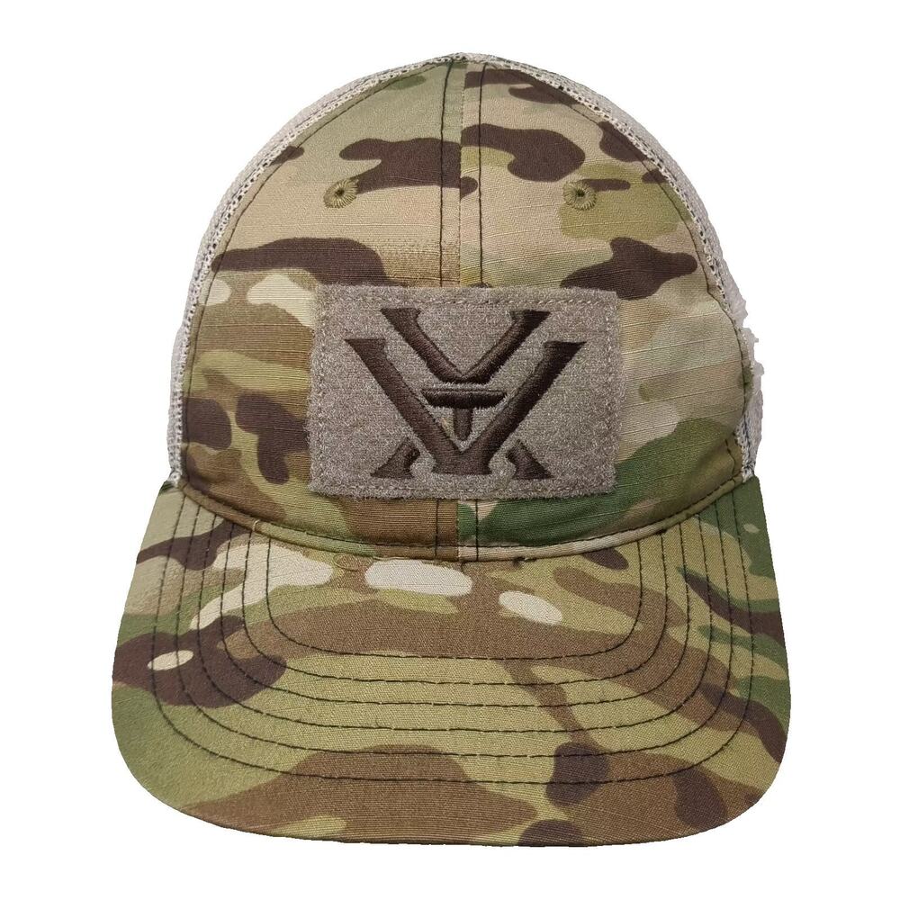 Vortex Baseball Cap Green Brown OS Camo Mesh Adjustable Hat Embroidered Logo